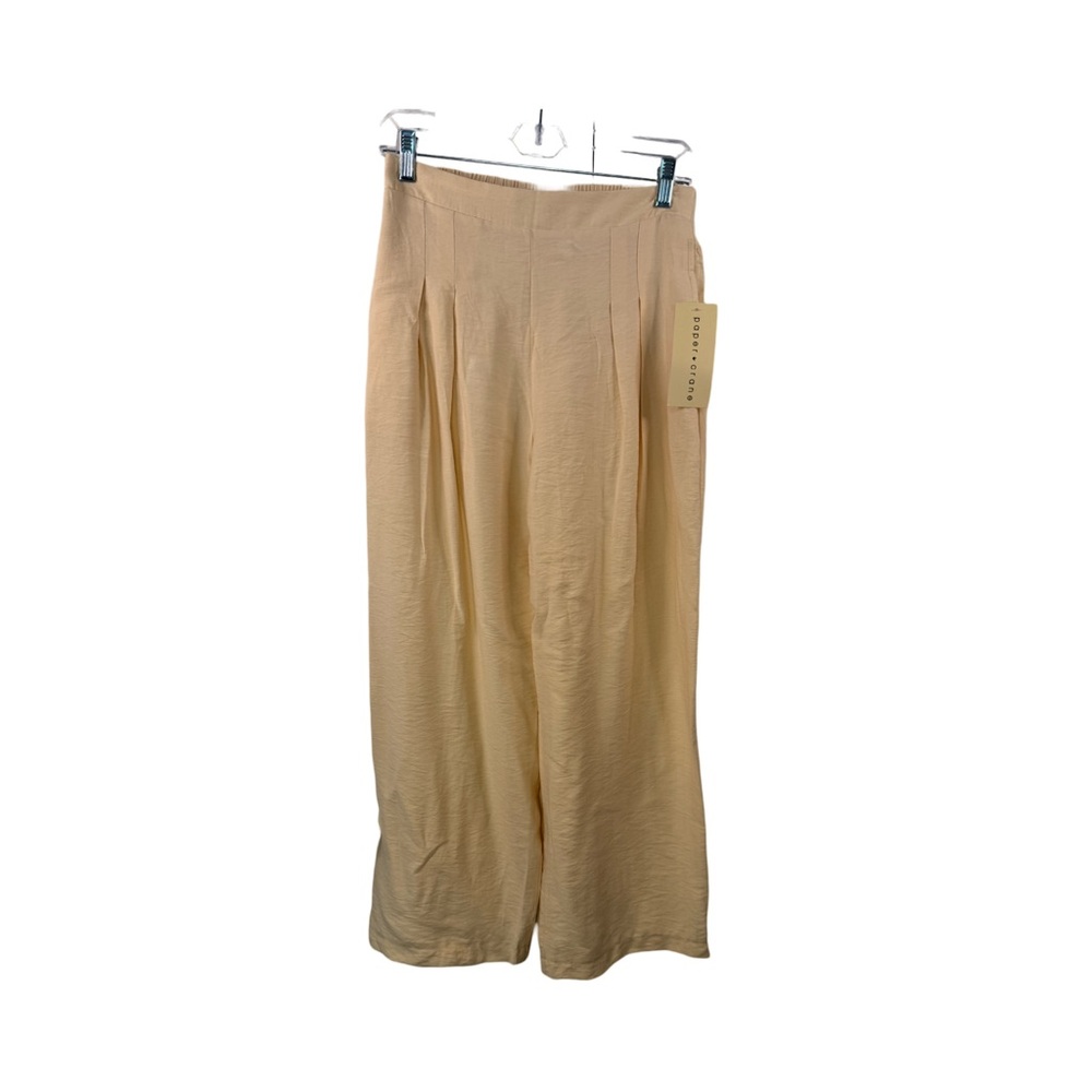 Womens Paper Crane Ivory Wide Leg Cropped Pull On Pants Pleated Size MediumPants